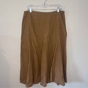 White Stag Linen Blend 90s Skirt Brown‎ A-Line Side Zip size 16